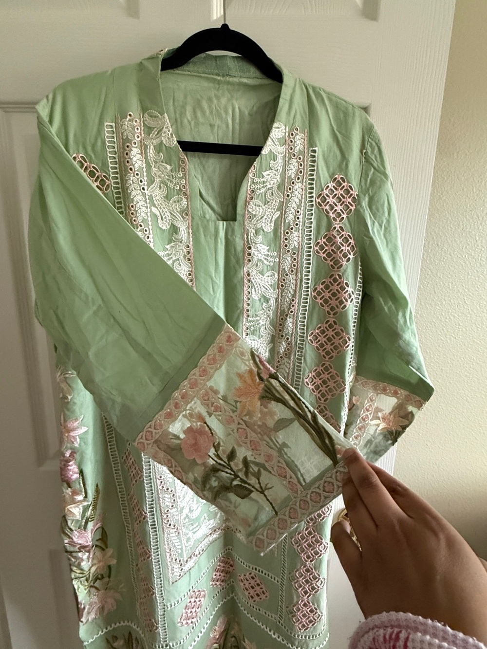 Crimson Sage Green Embroidered 3-Piece Suit, Size XL